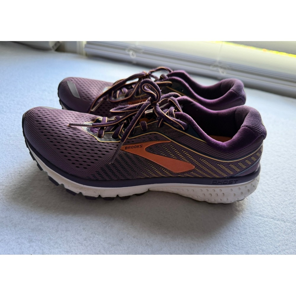 Brooks Ghost 12 Womens Running Shoes Purple Orange Preowned Size 8.5 - Picture 3 of 9